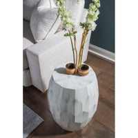 Side Tables Bello Faceted Drum Table - Creamy White
