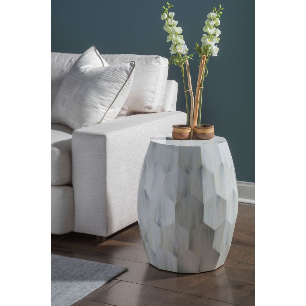 Side Tables Bello Faceted Drum Table - Creamy White