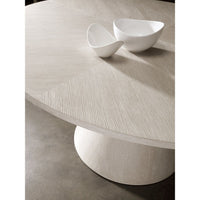 Additional view of Mar Monte Round Dining Table in taupe and warm beige, featuring matte finish and a single pedestal base.