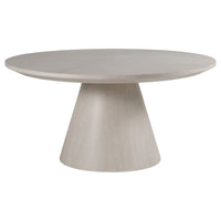 Mar Monte Round Dining Table, shown in taupe and warm beige with wood, wood veneer, and a single pedestal base.