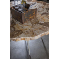 Additional view of Caldera Round Dining Table in light golden brown and beige.