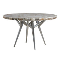Seamount Round Dining Table, shown in ivory and cream with stone, metal, and a round dining surface.