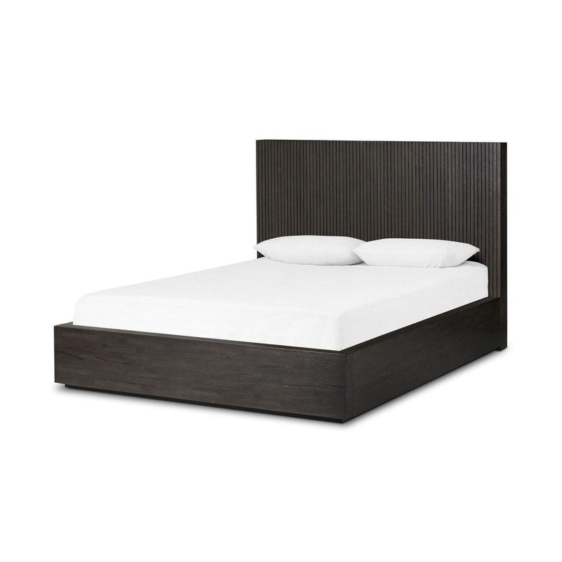 Alternate view of Ismene Bed, featuring matte finish, wood, and a integrated platform base.