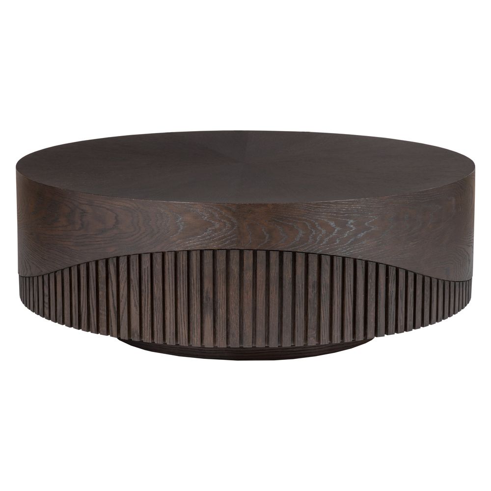 Additional view of Nightfall Round Cocktail Table in dark brown and mocha.