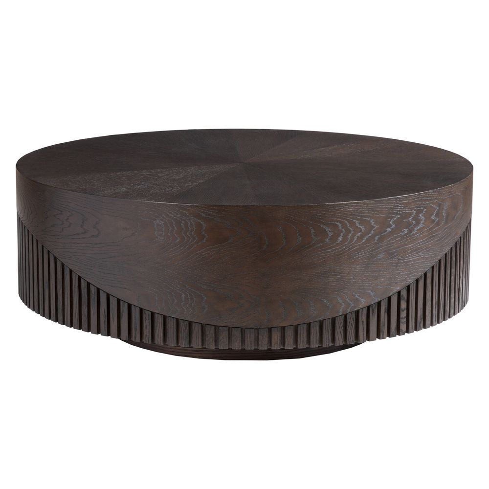 Alternate view of Nightfall Round Cocktail Table in dark brown and mocha.