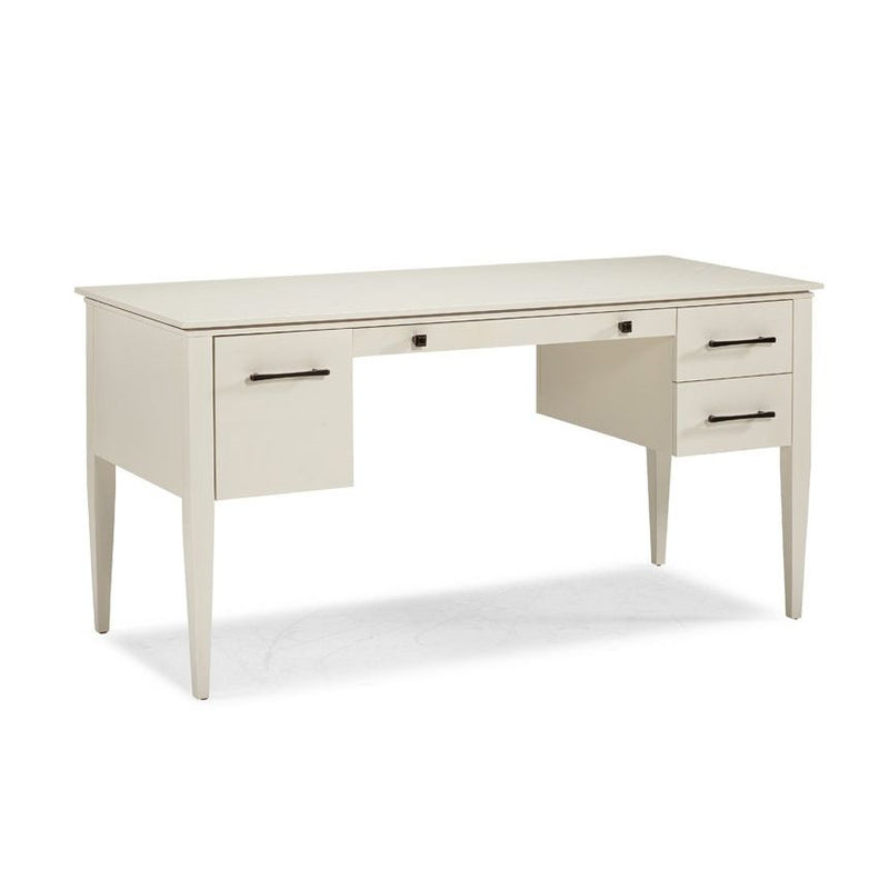Alternate view of 3rd Street Writing Desk, featuring painted finish, wood, metal, and integrated multi-drawer storage.