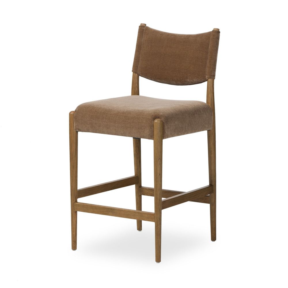 Alternate view of Jayla Counter Stool in mushroom and medium brown.