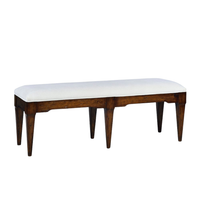 Alternate view of Chandler Bench, featuring painted finish, wood, fabric, and a upholstered seat.