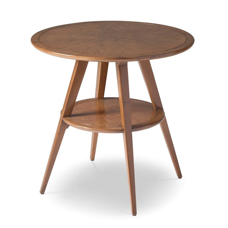 Alternate view of Dakota End Table in medium walnut brown and warm amber-brown.