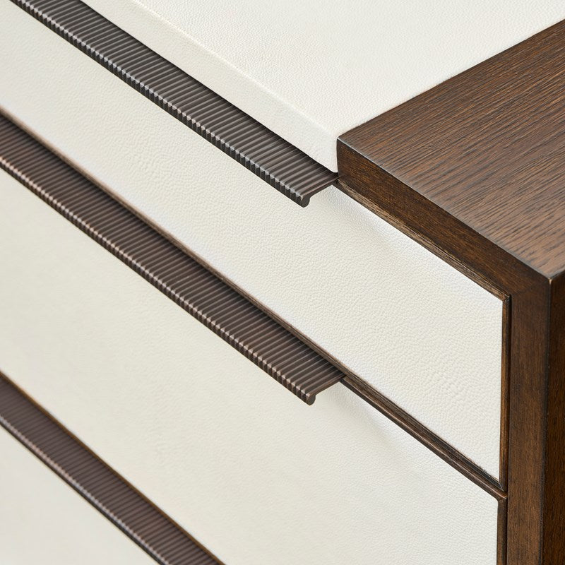 Additional view of Serenade Nightstand in cream and dark walnut brown.