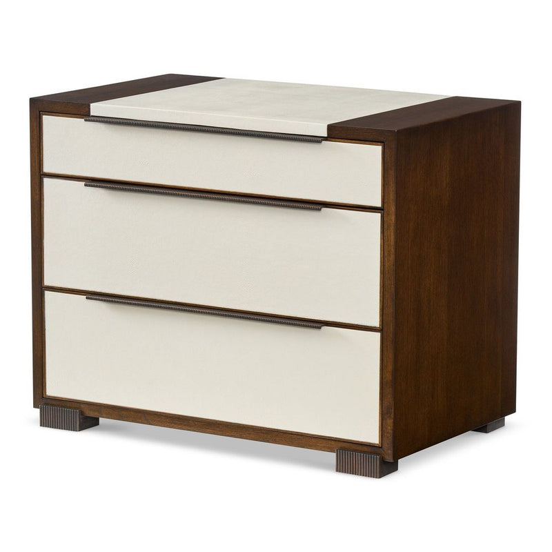 Alternate view of Serenade Nightstand in cream and dark walnut brown.