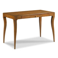 Cambria Writing Table, shown in warm medium brown and golden amber with hardwood and prima vera veneer.