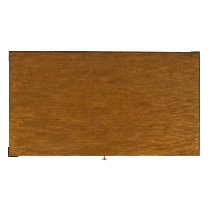 Alternate view of Cambria Writing Table in warm medium brown and golden amber.