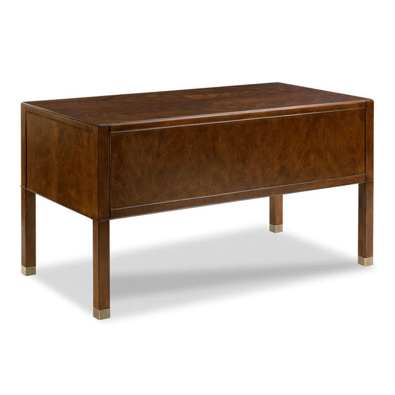 Additional view of Grenville Desk in dark brown and walnut brown, featuring clear coat finish and double pedestal storage.