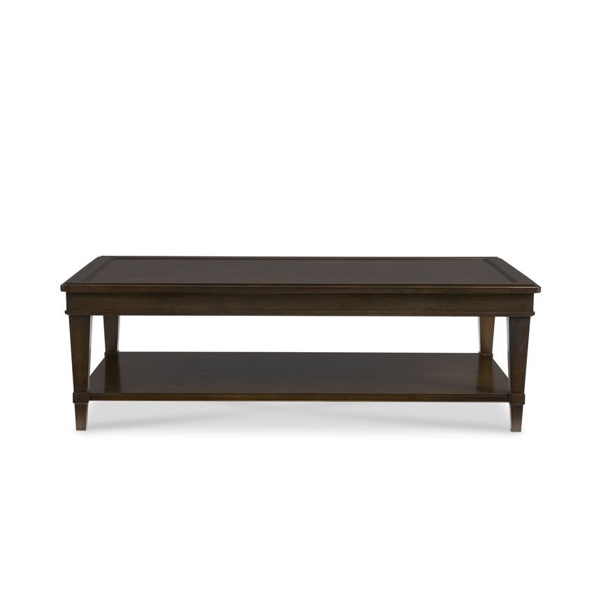 Bexley Rectangle Cocktail Table, shown in dark brown with wood and a rectangular top surface.
