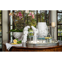 Additional view of Greco Bowl, White Leaves in white, featuring matte finish and open deep basin.