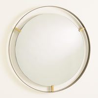 Alternate view of Floating Mirror, featuring satin finish, metal, glass, and wall-mounting hardware implied.