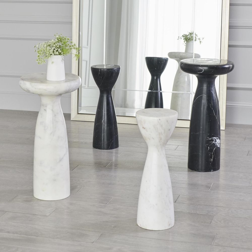 Alternate view of Marble Tower Table, featuring polished finish, marble, and a solid pedestal base.
