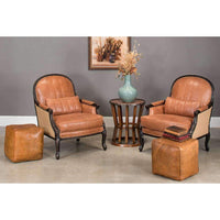 Alternate view of Sunday Afternoon Leather Cube, featuring distressed, leather, and cube ottoman form.