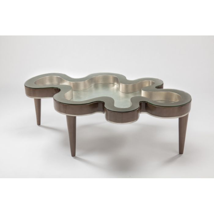Alternate view of Coffee Table 2733-CF in taupe brown and champagne silver.