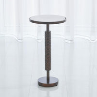 Additional view of Hammered Martini Table, featuring antiqued finish, metal, stone, and a pedestal base.