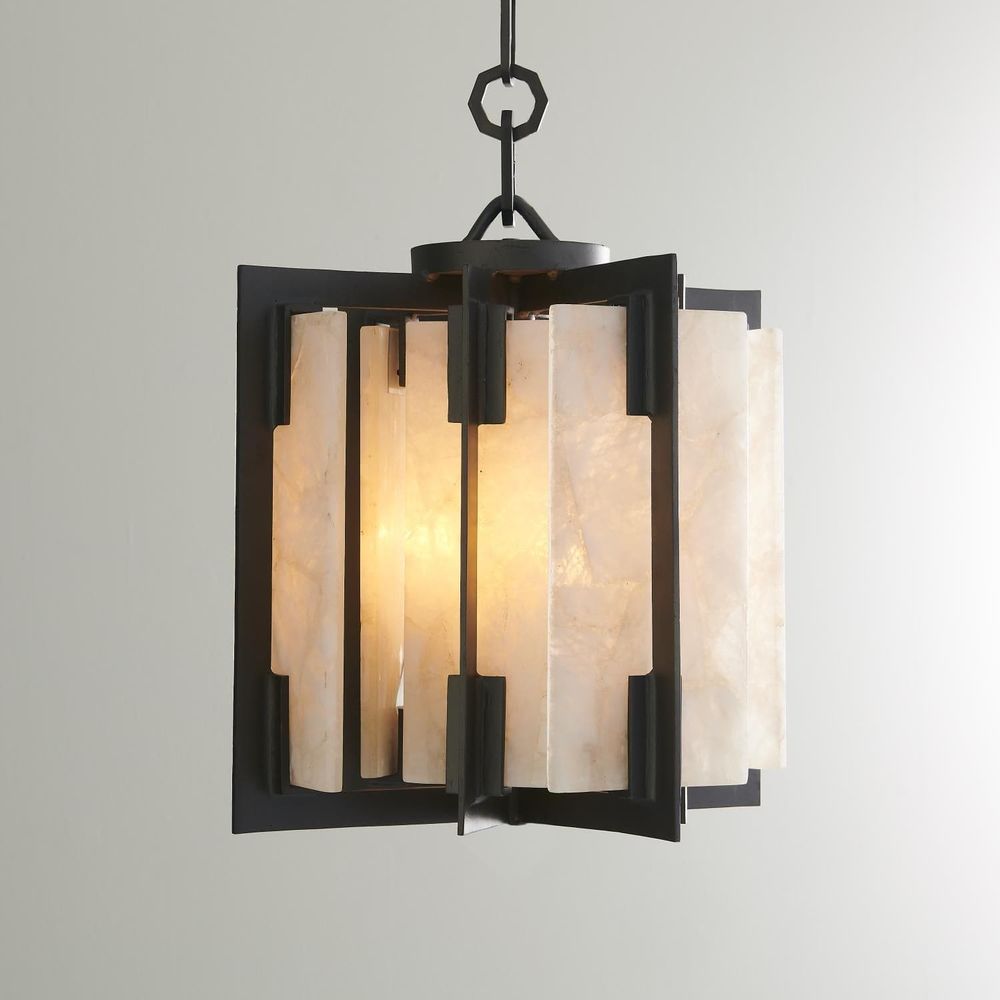 Quartz Hall Pendant, shown in warm white and cream with quartz, metal, and chain-hung pendant suspension.