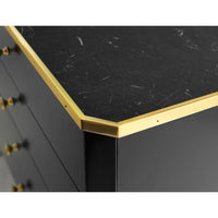 Alternate view of Niles Dresser-Black, featuring painted wood, marble, and eight-drawer storage.