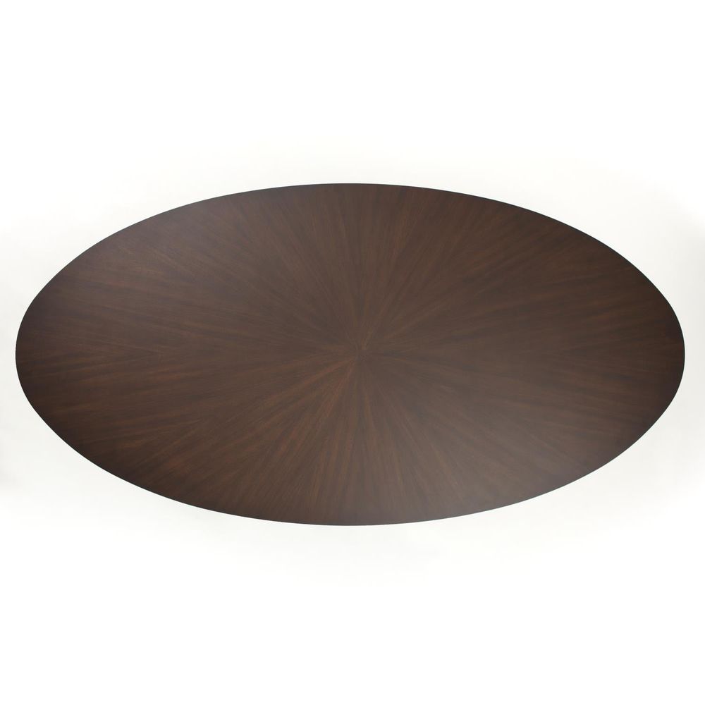 Additional view of Flute Table 96 Walnut Top w/26 Gold Leaf Base, featuring walnut wood, metal, and dual pedestal bases.