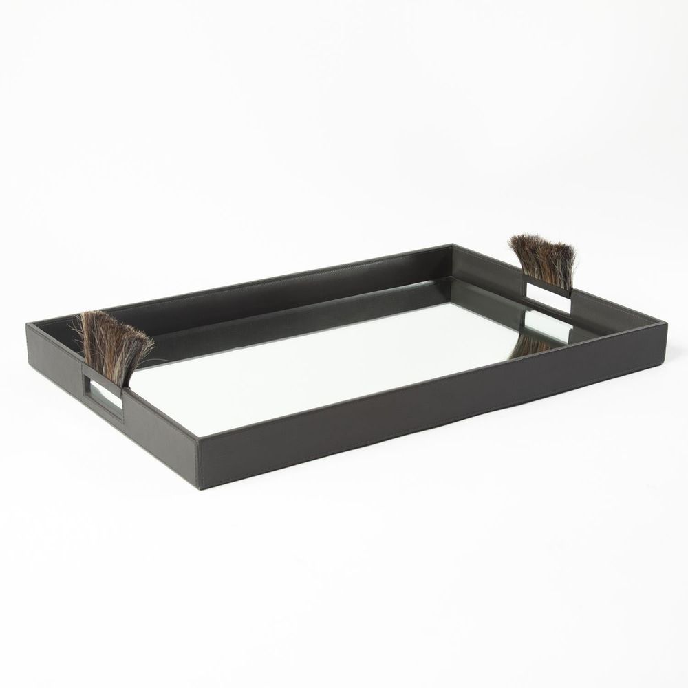 Additional view of Harrington Tray-Graphite Leather in graphite gray and dark charcoal.