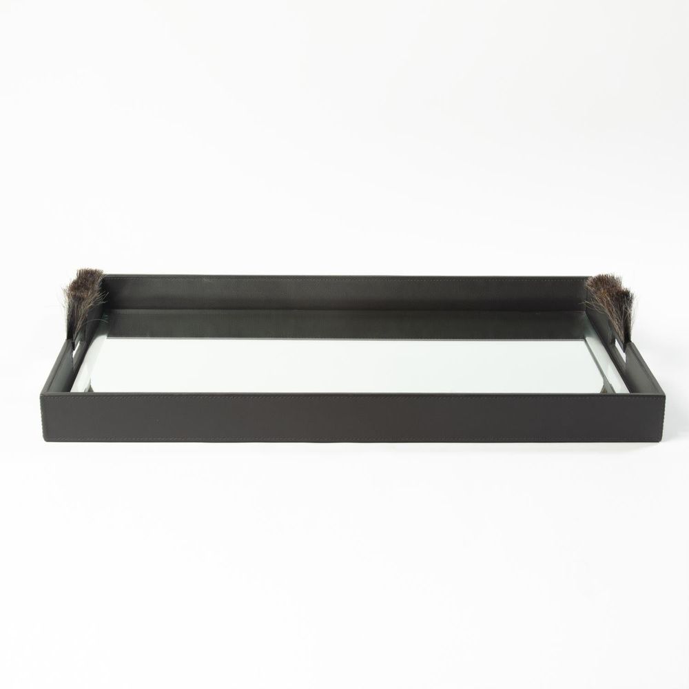 Alternate view of Harrington Tray-Graphite Leather in graphite gray and dark charcoal.