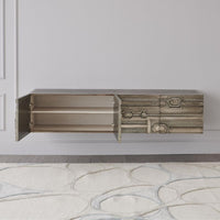 Additional view of Abstract Block Cabinet in silver and champagne.