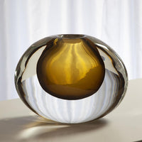 Alternate view of Offset Vase, featuring polished finish, glass, and open top aperture for stems or branches.