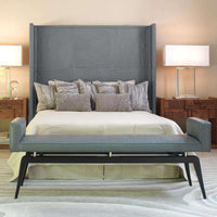 Alternate view of Faux Bois City Bench, featuring polished metal hardware, leather, and wood.