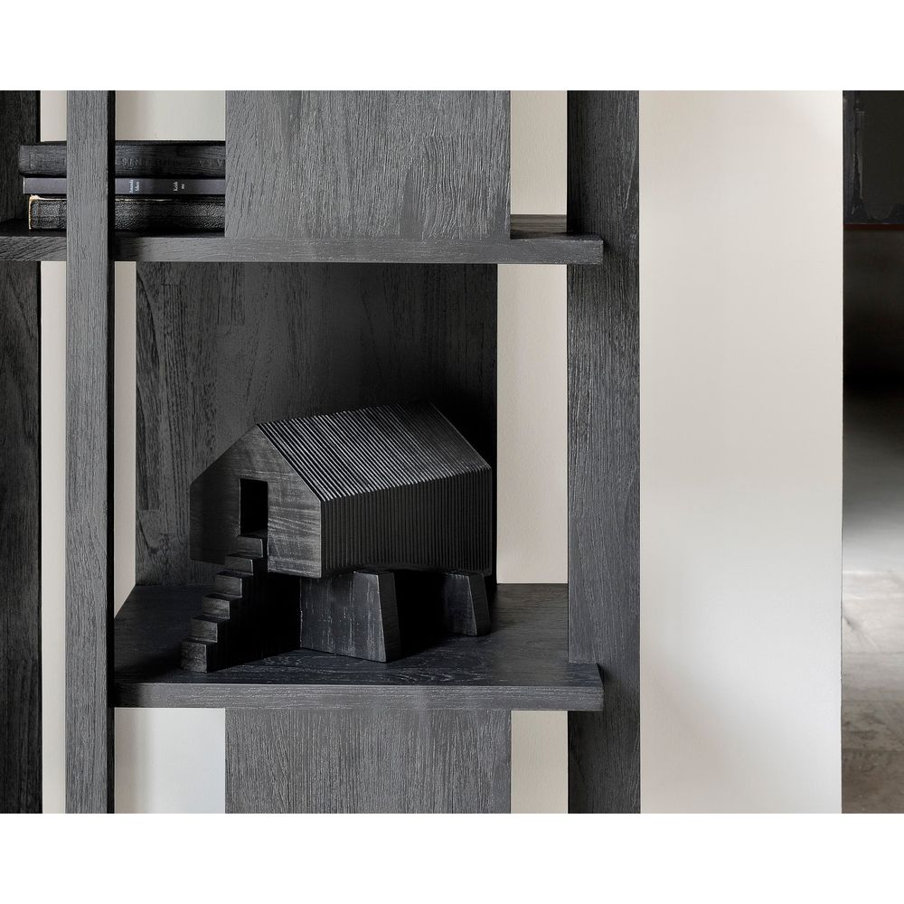 Additional view of Stilt House Object, featuring matte stained finish, wood, and freestanding solid sculptural form.