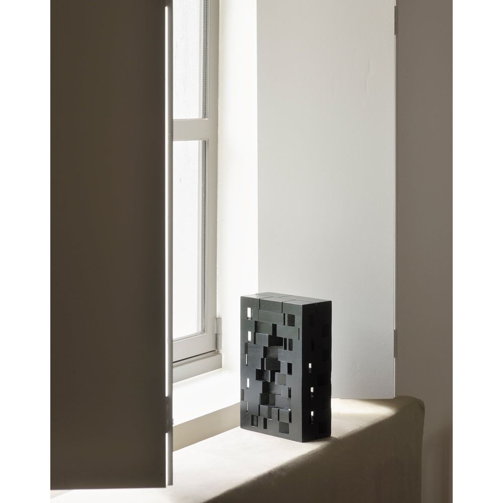 Alternate view of Urban House Object, featuring matte finish, wood, and freestanding solid form.