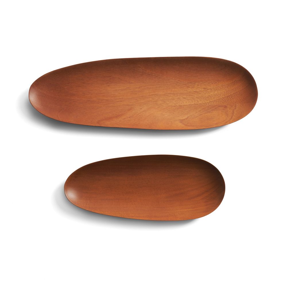 Additional view of Thin Oval Boards Set in warm medium brown and tan mahogany.