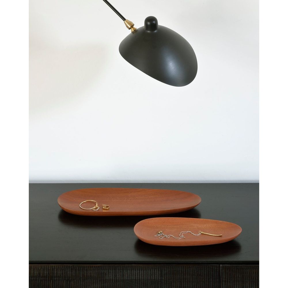 Thin Oval Boards Set, shown in warm medium brown and tan mahogany with solid mahogany wood.