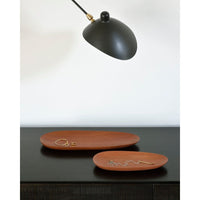 Thin Oval Boards Set, shown in warm medium brown and tan mahogany with solid mahogany wood.
