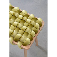 Alternate view of Citron Velvet Woven Bench in chartreuse green and olive green.