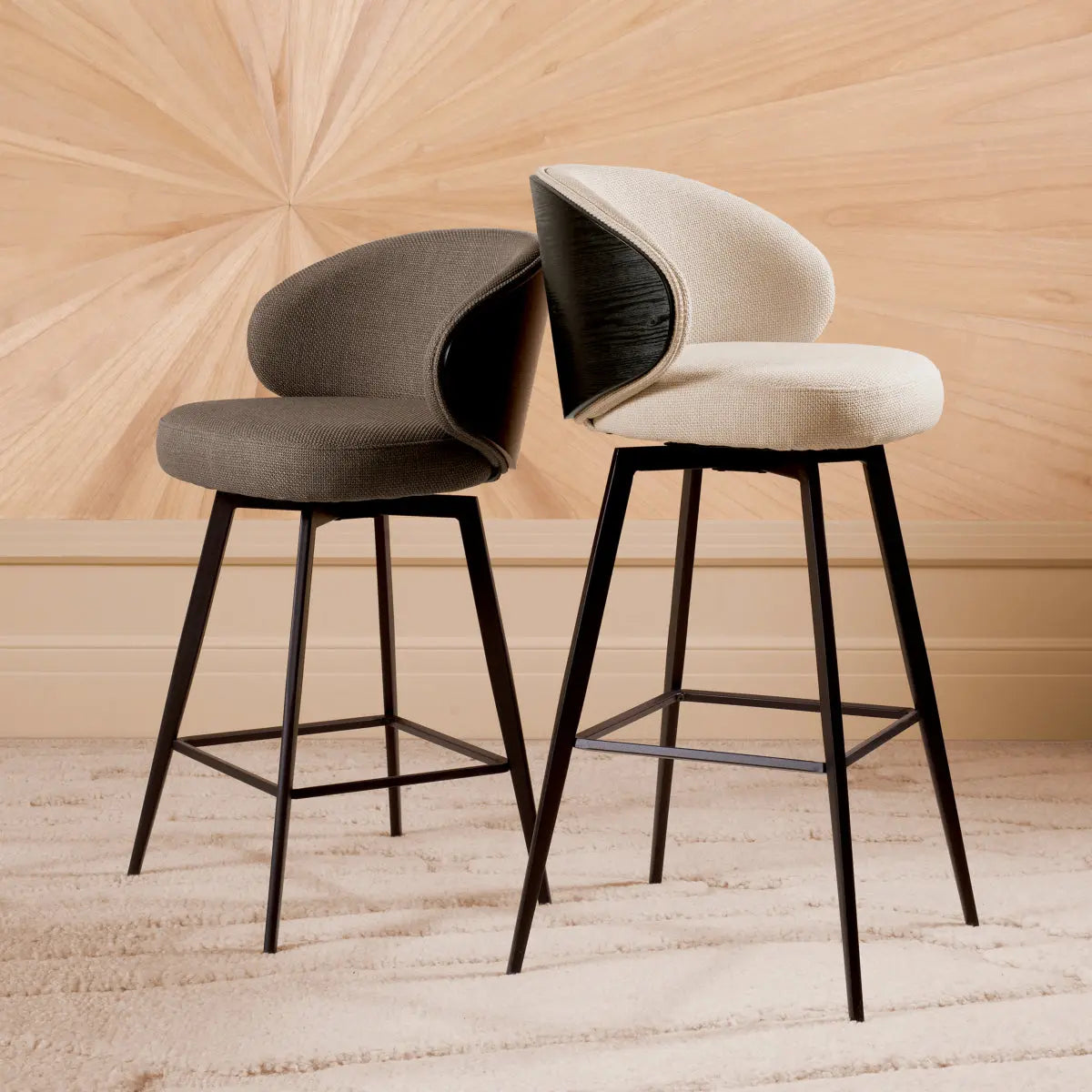 Alternate view of Counter Stool Camerota Scalea Grey in taupe grey and black.