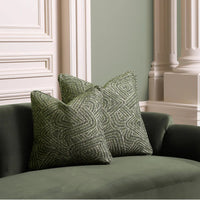 Alternate view of Cushion Camari S Green in olive green and moss green.