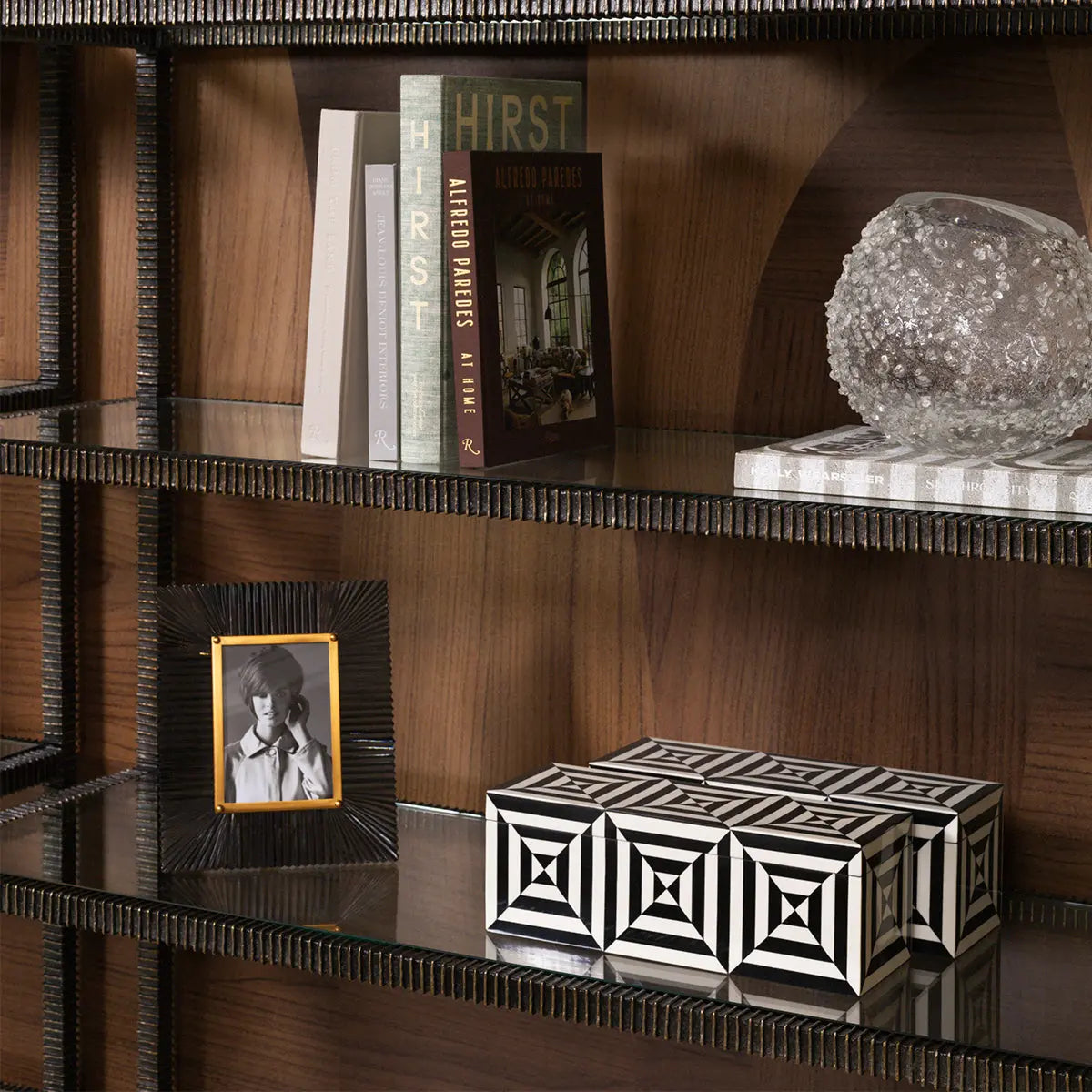 Alternate view of Picture Frame Camille Antique Brass Finish Smoke Glass in charcoal black and antique brass gold.