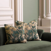 Alternate view of Cushion Marston L Green in cream and sage green.