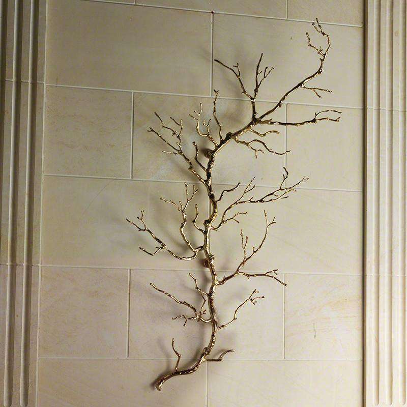 Twig Wall Art -Brass, shown in brass and gold with brass, metal, and wall-mounted.