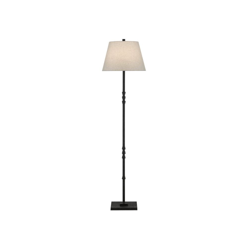 Lohn Black Floor Lamp, shown in black and beige with metal, fabric, and floor-standing vertical stem.