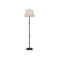 Lohn Black Floor Lamp, shown in black and beige with metal, fabric, and floor-standing vertical stem.
