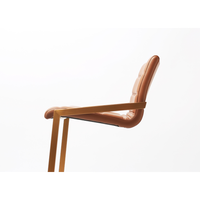 Additional view of Mattia Counter Stool in cognac brown and bronze-gold.