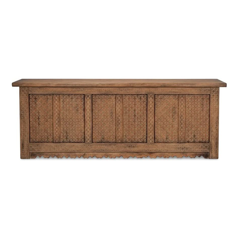 Nader Persian Burnt Brown Sideboard, shown in burnt brown and medium warm brown with solid wood and carved wood.