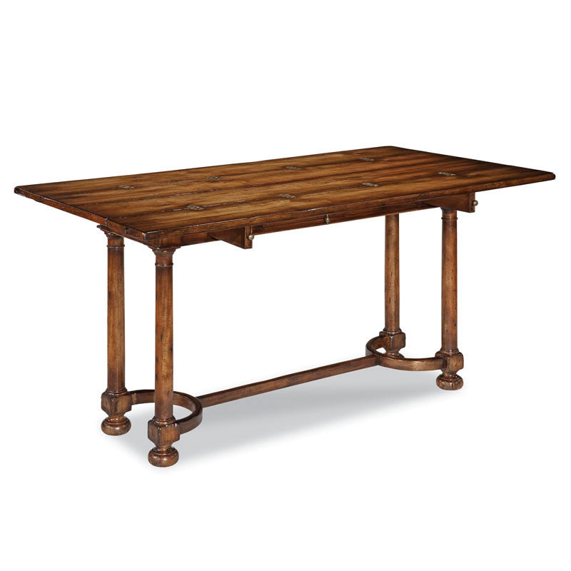 Alternate view of Tudor Flip Top Table in medium brown and warm amber brown.