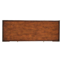 Alternate view of Marseille Hall Table, featuring stained finish, cherry wood, metal, and single storage drawer.